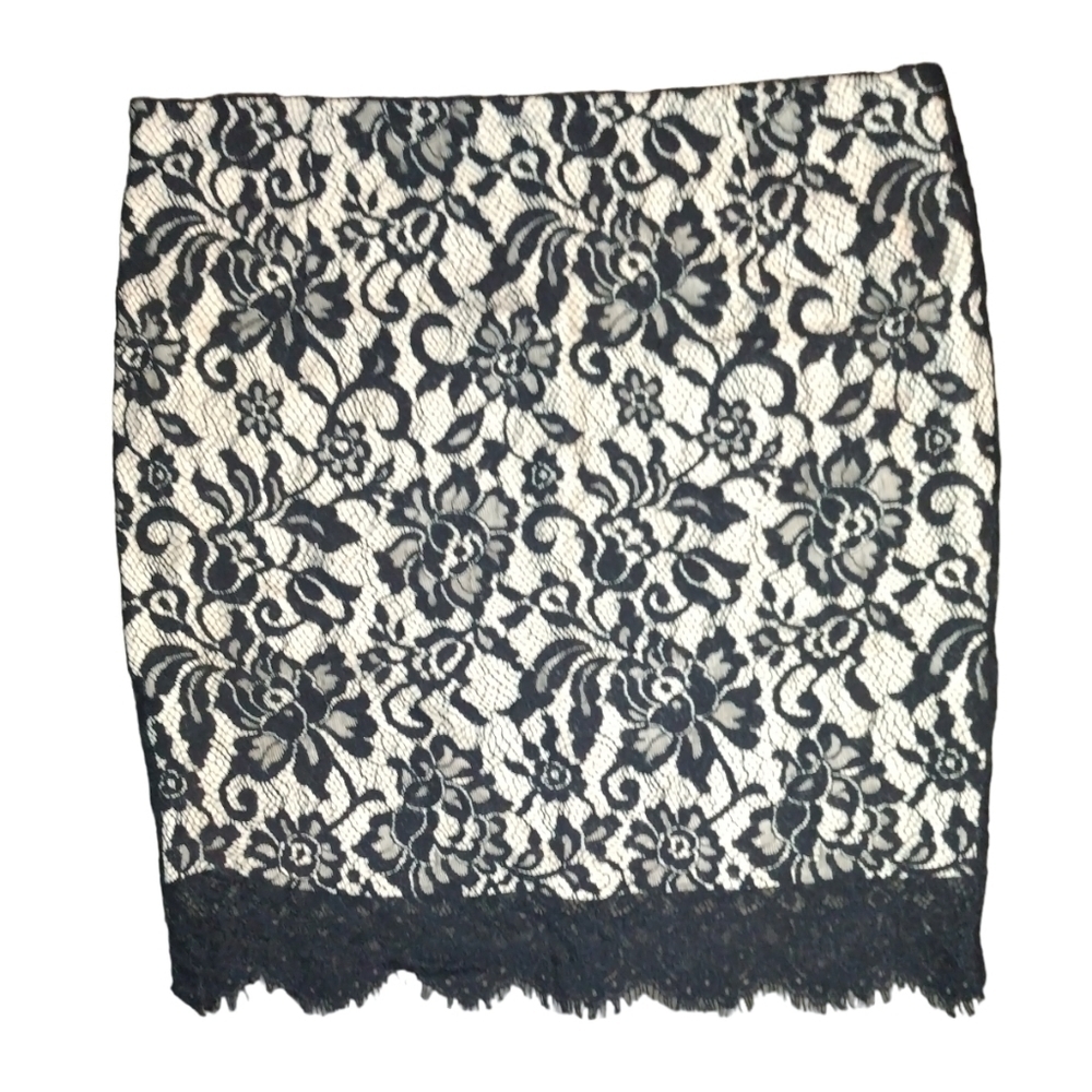 Haute Hippie Lace Fully Silk Lined Scallop Hem Mini Skirt Size Small